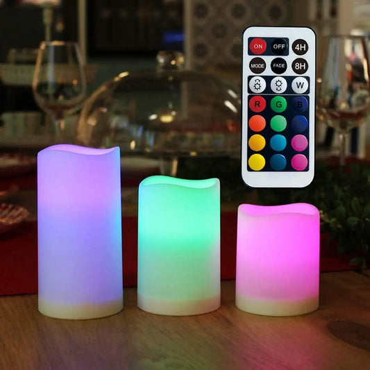 🌈 Magical LED Color-Changing Candles – Set of 3 with Remote Control 🌈