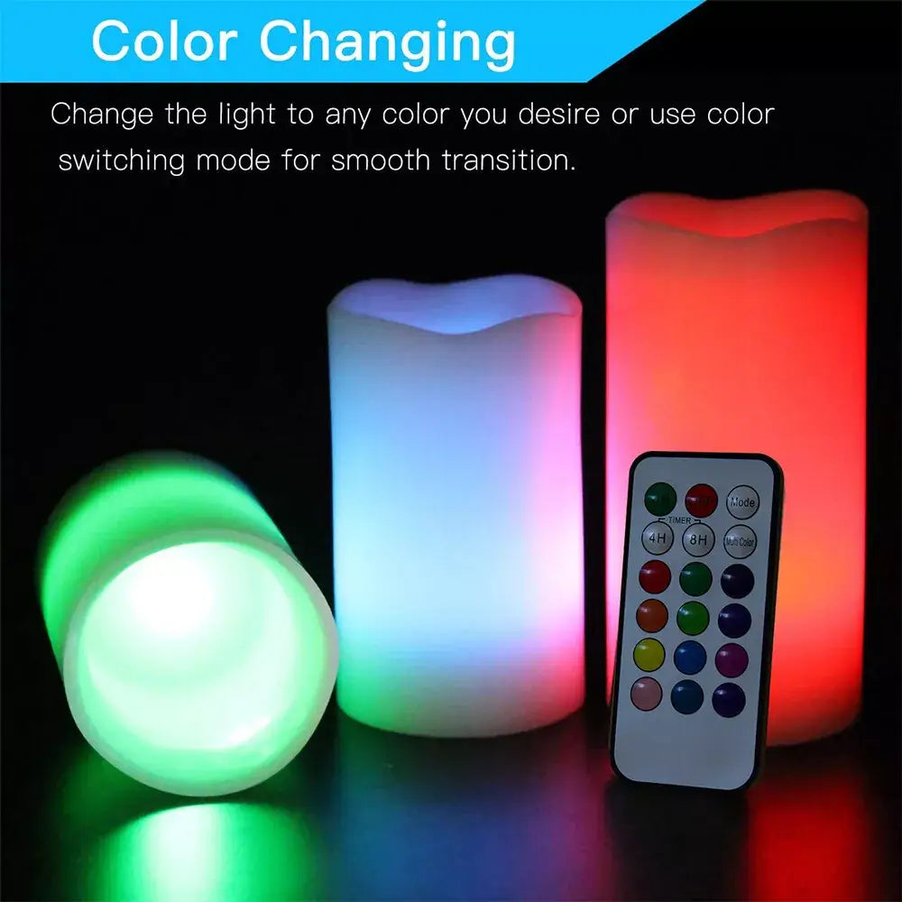 🌈 Magical LED Color-Changing Candles – Set of 3 with Remote Control 🌈