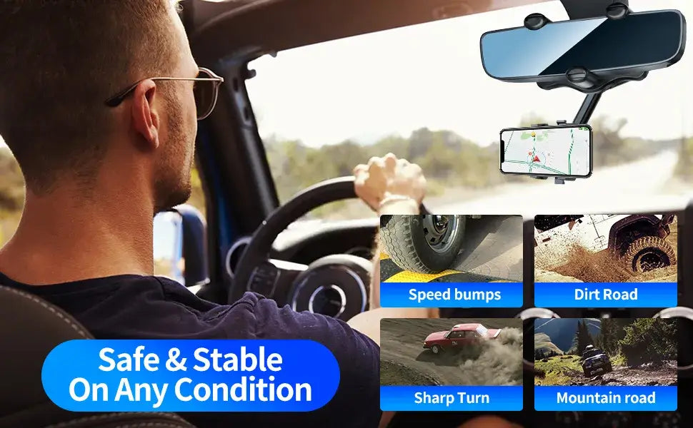 🚘 360° Adjustable Rearview Mirror Mobile Holder 🚘