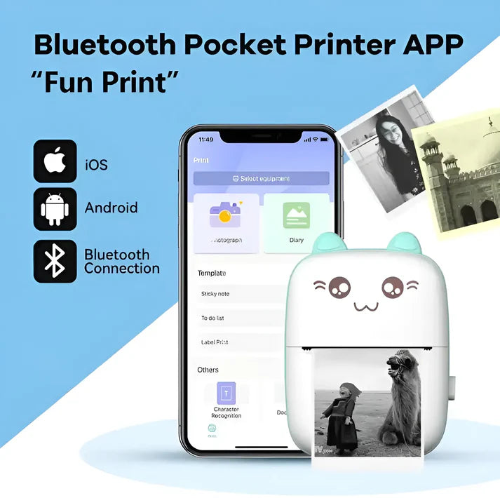 Compact & Inkless Mini Bluetooth Printer – Perfect for On-the-Go Printing! 📸🖨️