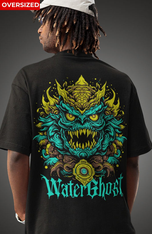 Men's Water Ghost Demon Graphic Oversized T-shirt - Modzest